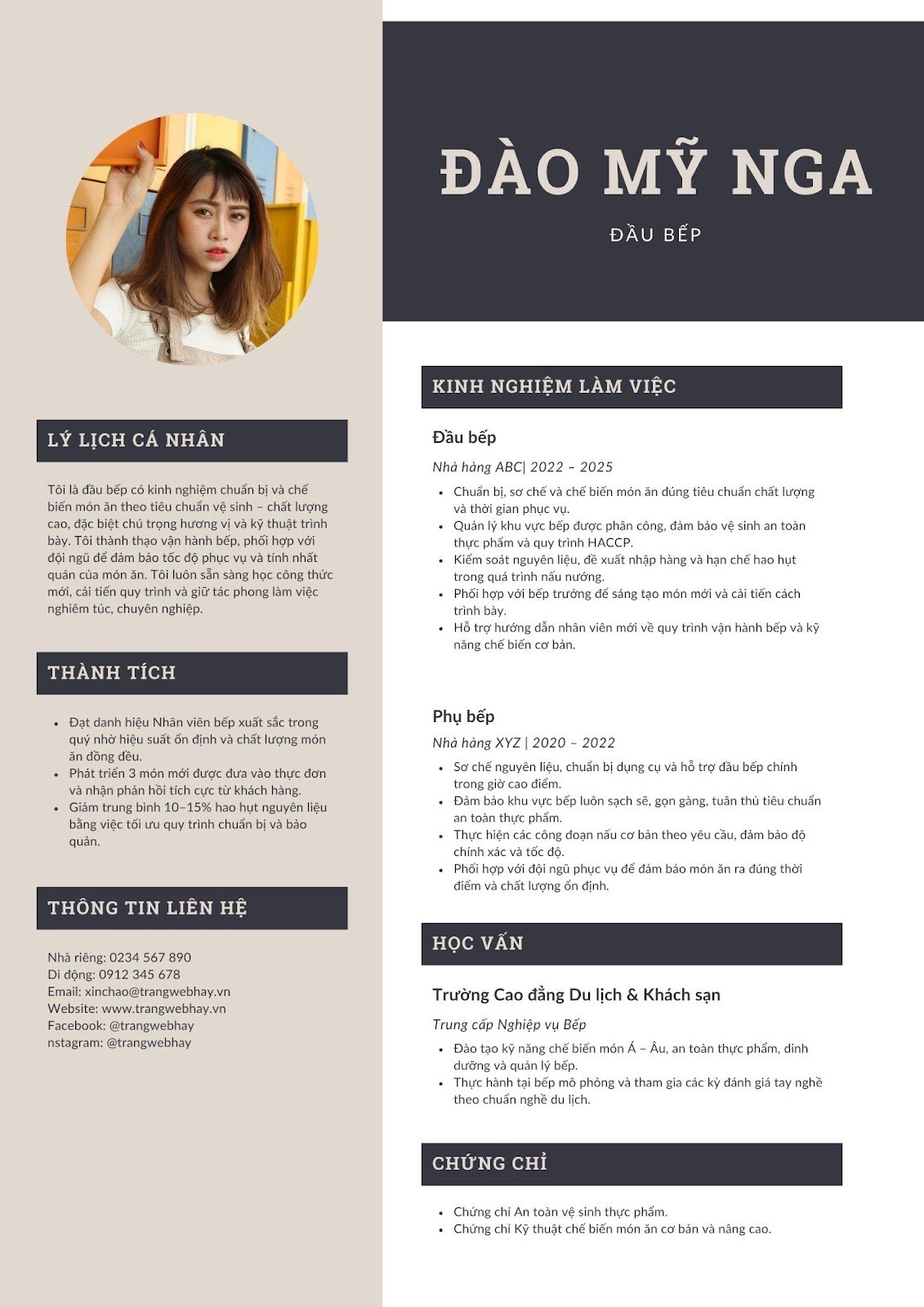 Viết CV xin việc đầu bếp - image 1