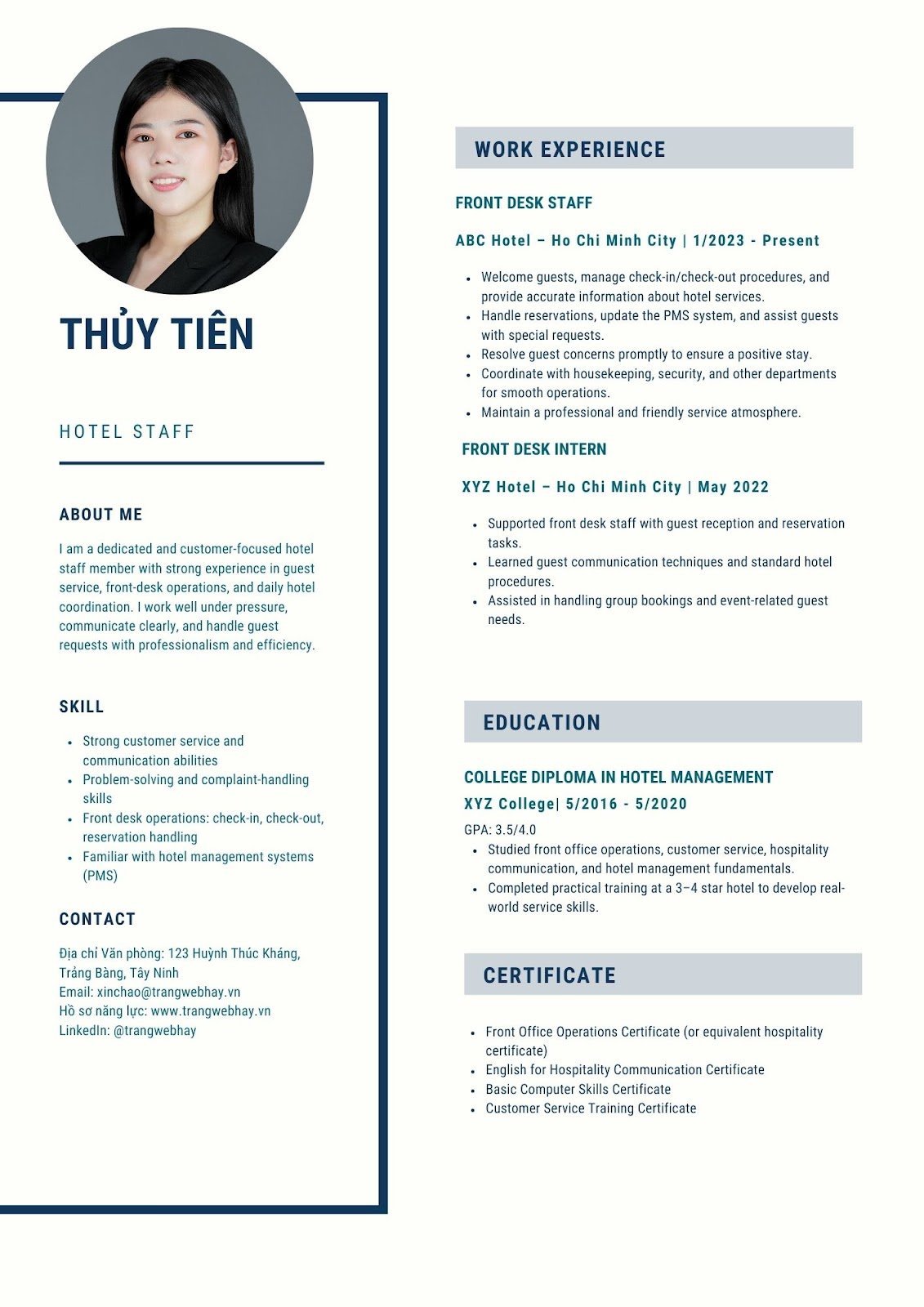 Viết CV xin việc khách sạn - image 4