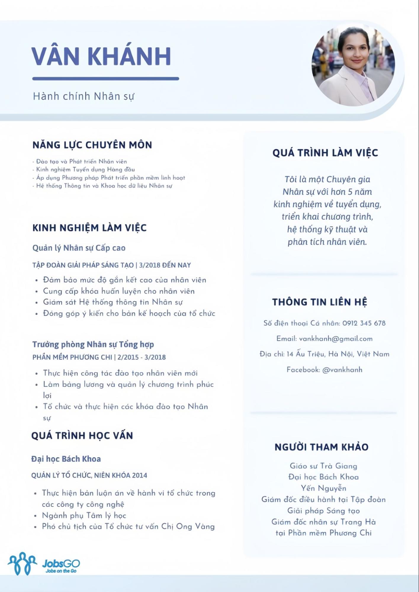 Mẫu CV H&agrave;nh Ch&iacute;nh Nh&acirc;n Sự